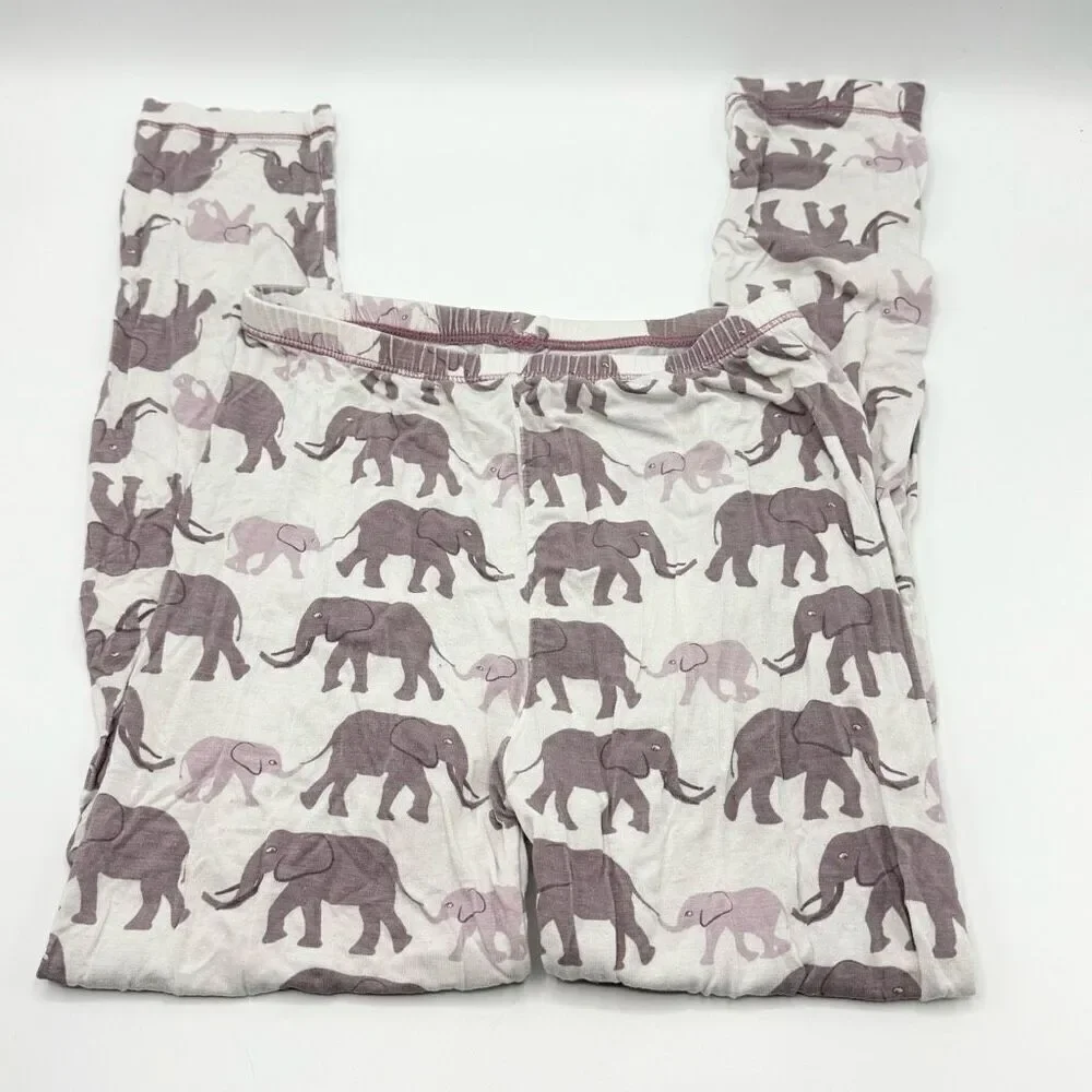 Kickee Pants Purple Elephant Print Long Sleeve Pants Pajama Set - Kids US 12